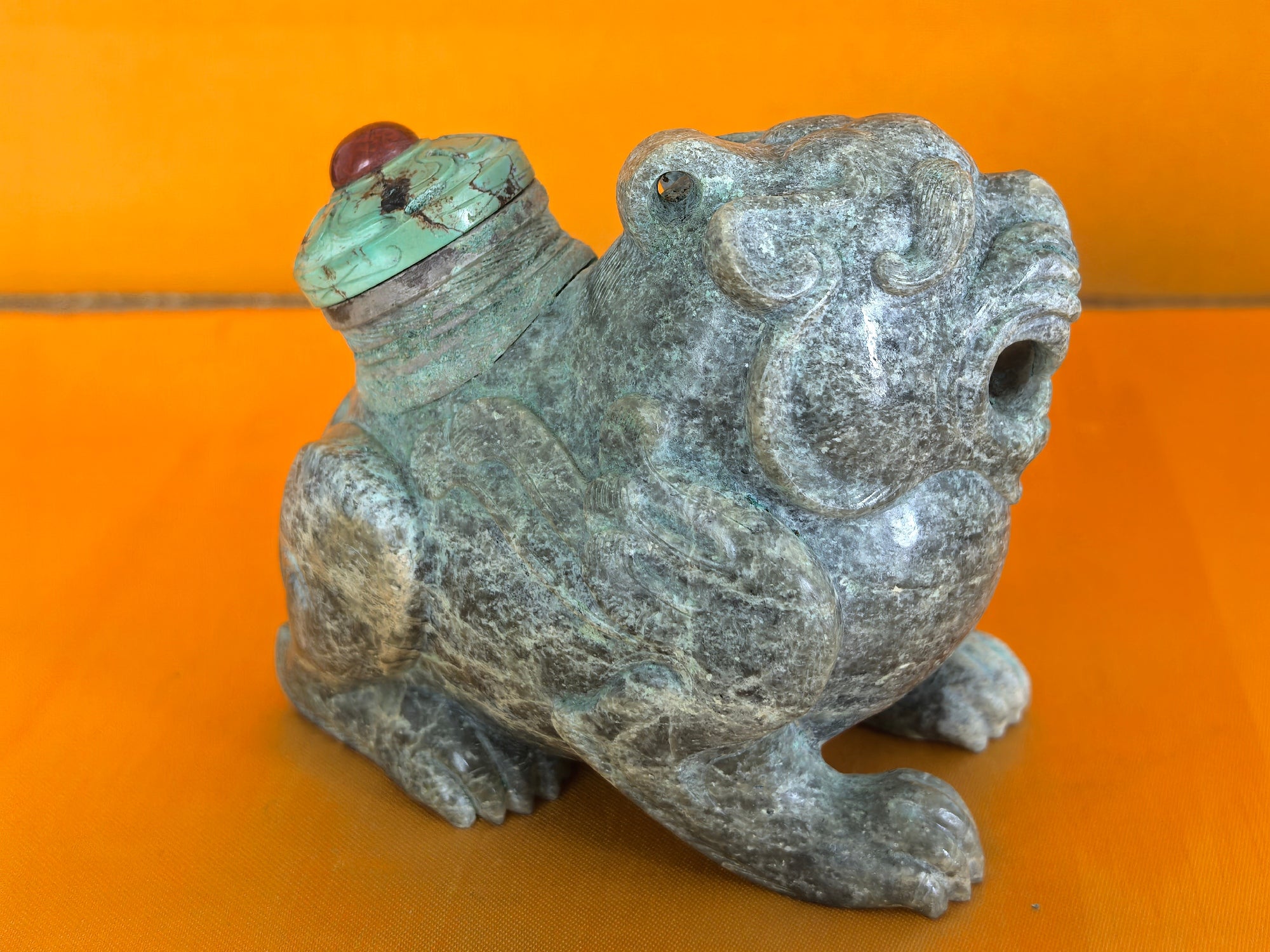 Hetian Seed Material-Tiger Shape (Tiger is the King) Pill Jar