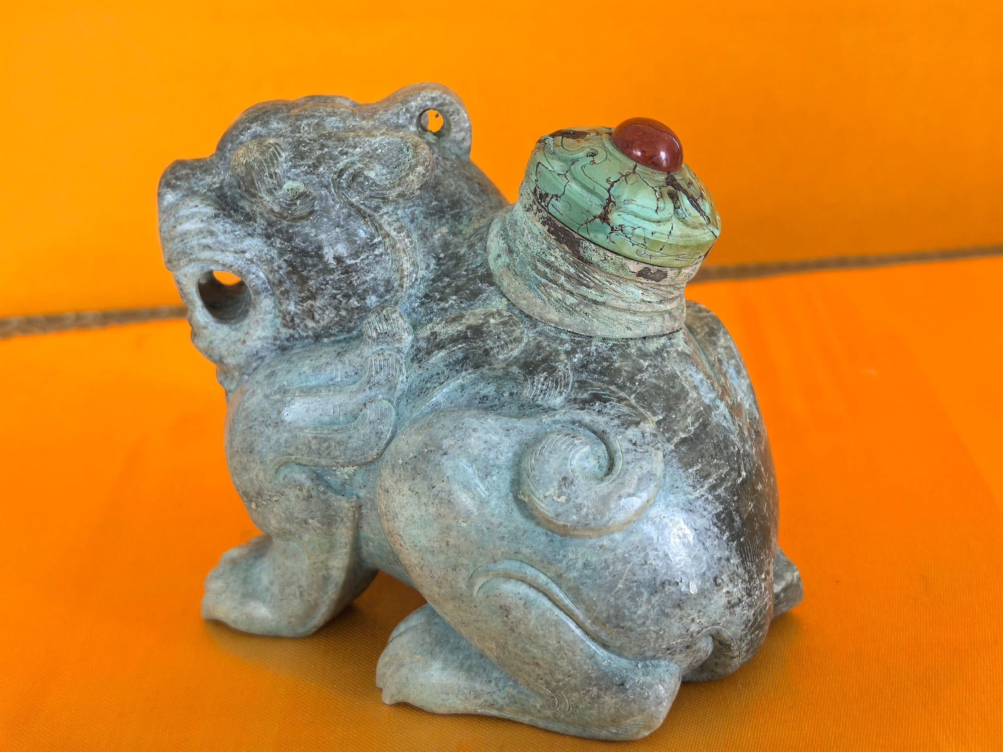 Hetian Seed Material-Tiger Shape (Tiger is the King) Pill Jar